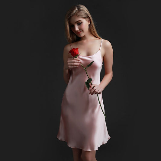 Chic Silky Suspender Nightdress – Elegant Satin Sleepwear
