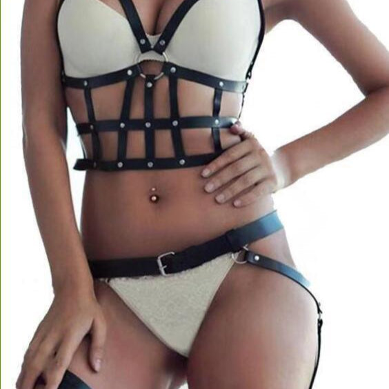 Women’s Adjustable Restraint Queen Leather Belt Lingerie Set