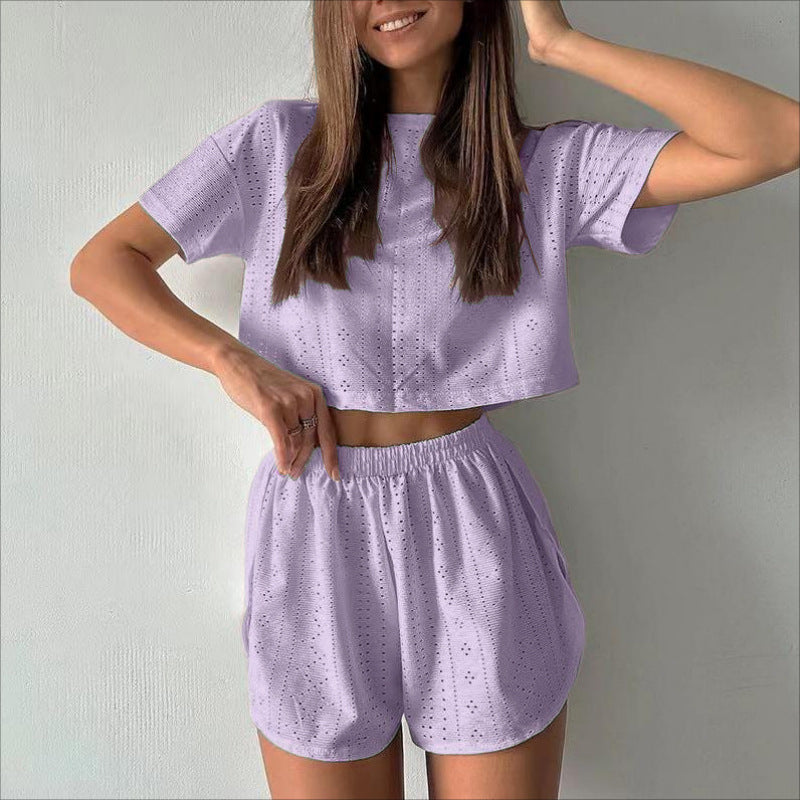 Women’s Hollow-Out Crop Top and Shorts