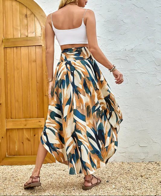 Women’s High Elastic Waist Midi Skirt