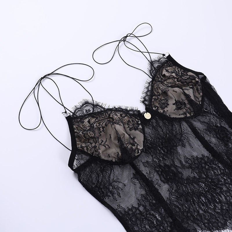 Women’s Lace See-Through Suspenders Top