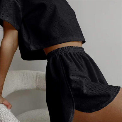 Women’s Hollow-Out Crop Top and Shorts