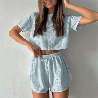 Women’s Hollow-Out Crop Top and Shorts