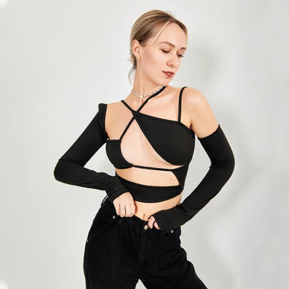 Women’s Asymmetrical Cut-Out Long Sleeve Top