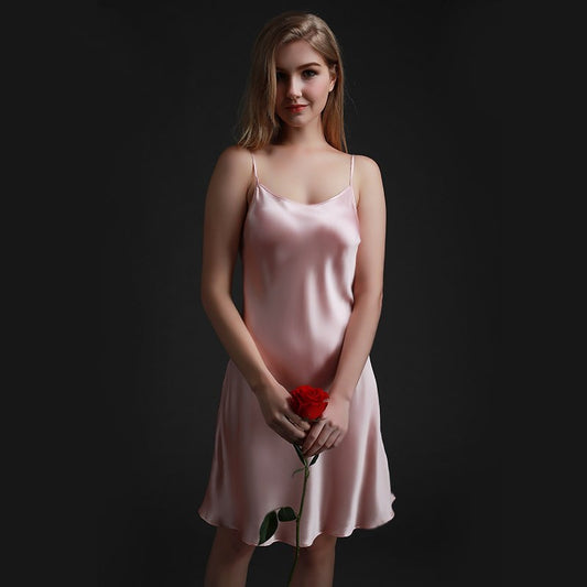 Chic Silky Suspender Nightdress – Elegant Satin Sleepwear
