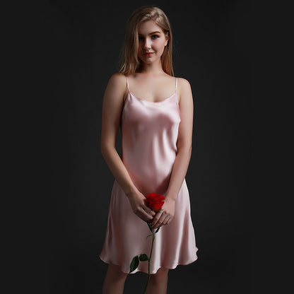 Chic Silky Suspender Nightdress – Elegant Satin Sleepwear