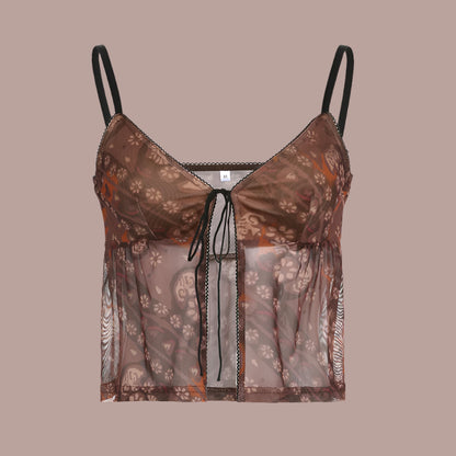 Women’s Retro Milk Silk Small Suspenders Vest