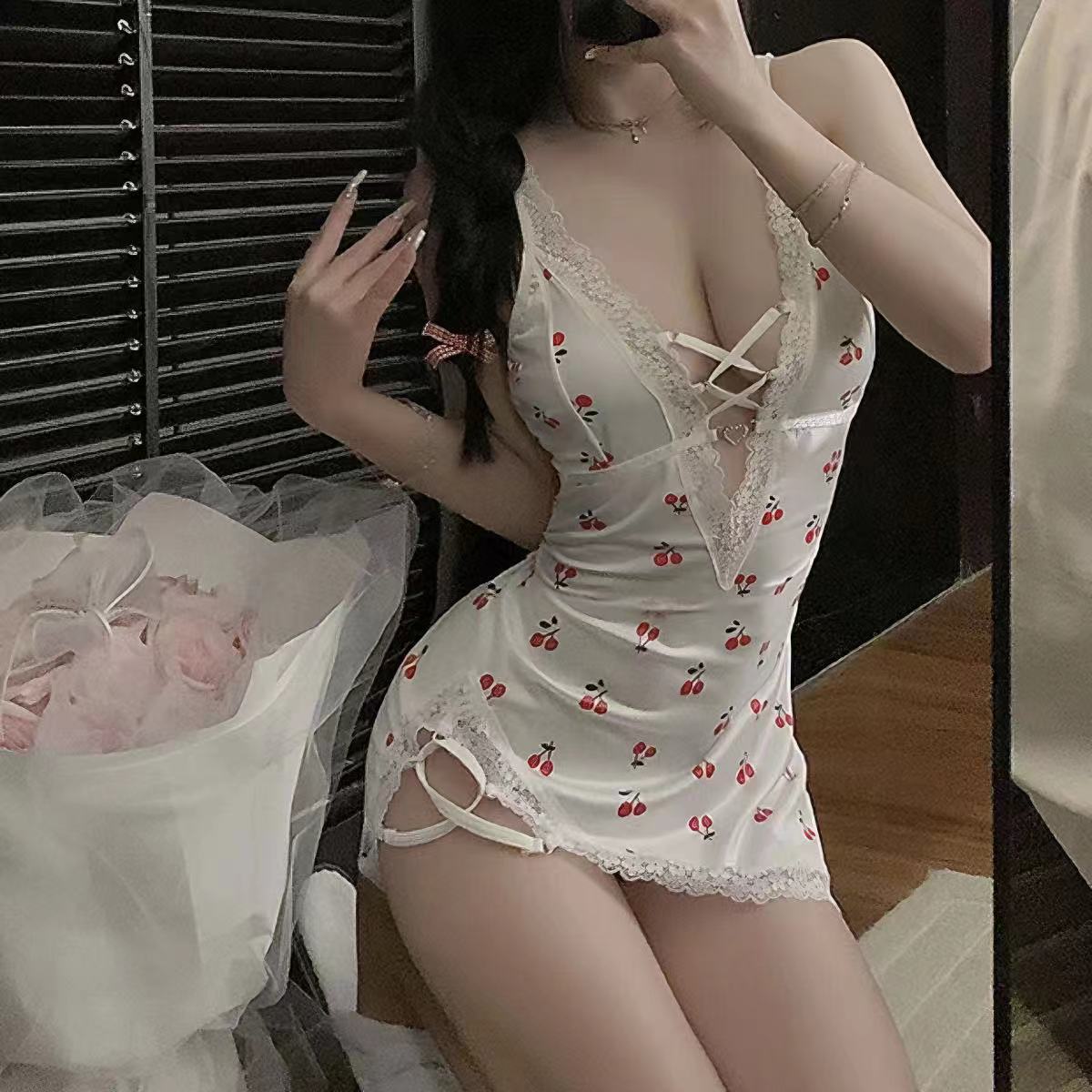 V-Strap Cherry Sexy Lingerie – Playful Sleepwear
