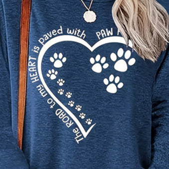 Dog Paw & Heart Print Long Sleeve T-Shirt