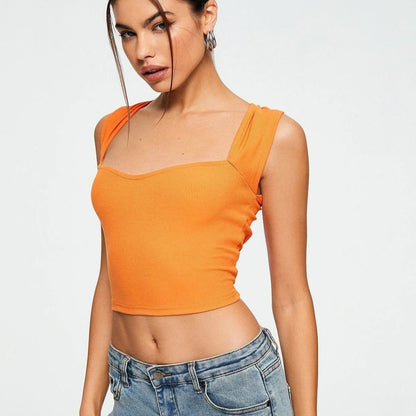 Sleeveless Eyelet Ruffle Strap Blouse – Square Neck Summer Top