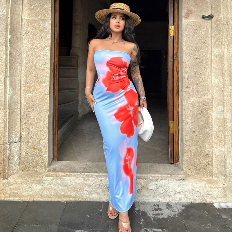 Women’s Slim Slit Tube Long Dress Skirt