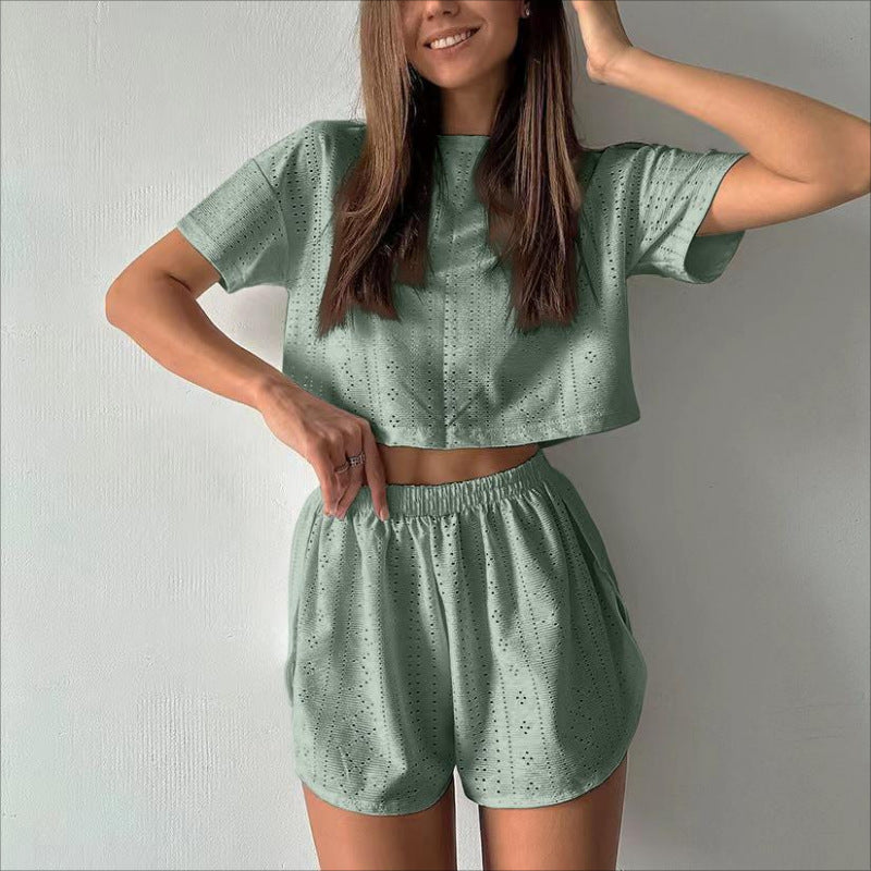 Women’s Hollow-Out Crop Top and Shorts