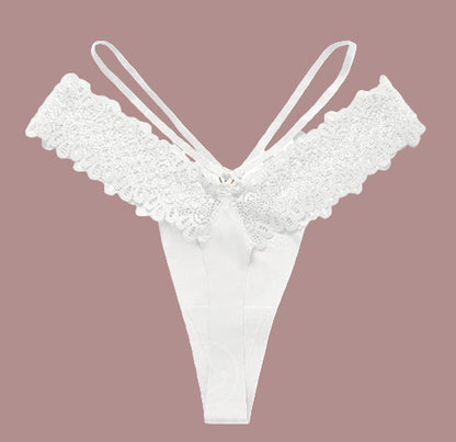 Lace Stitching Seamless Ice Silk Quick-Dry T-Back Underwear (4-Pack)