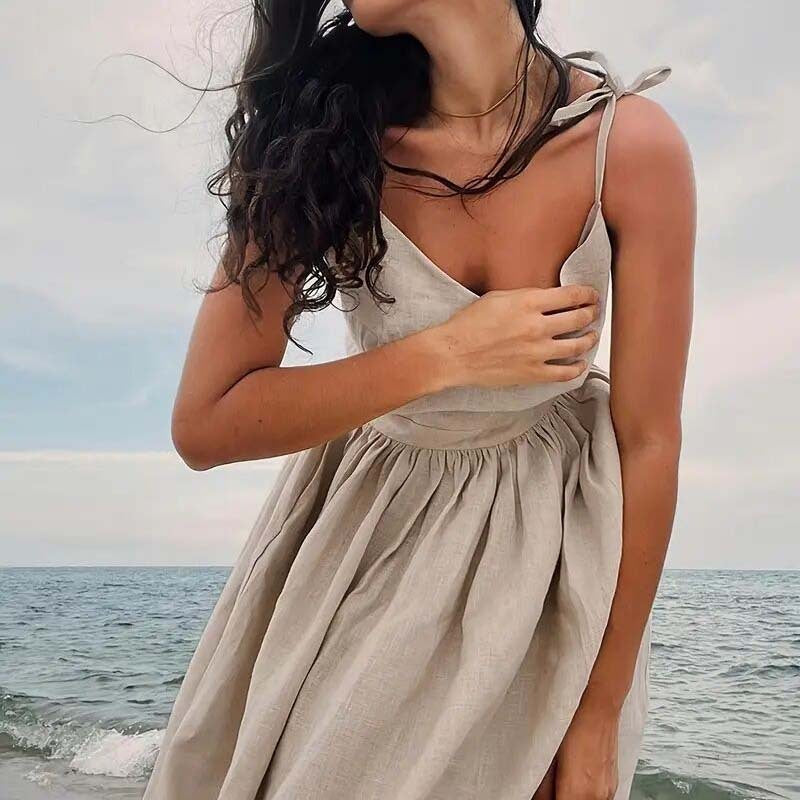 Women’s Sexy V-Neck Spaghetti Strap Maxi Sundress