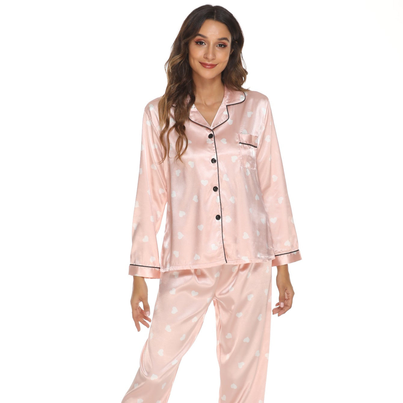 Two-Piece Satin Pajamas – Elegant Sleepwear Set