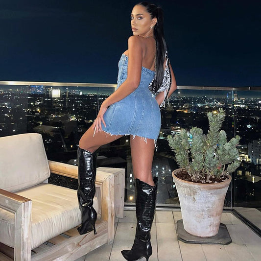 Women’s Denim Tube Dress Skirt