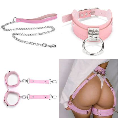 Women’s Leather Bondage Underwear Lingerie Set