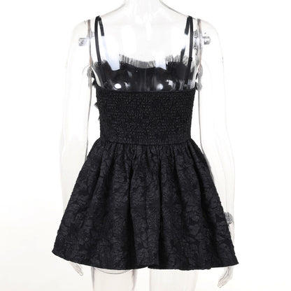 Women’s Dark Goth Rose Lace Sling Dress