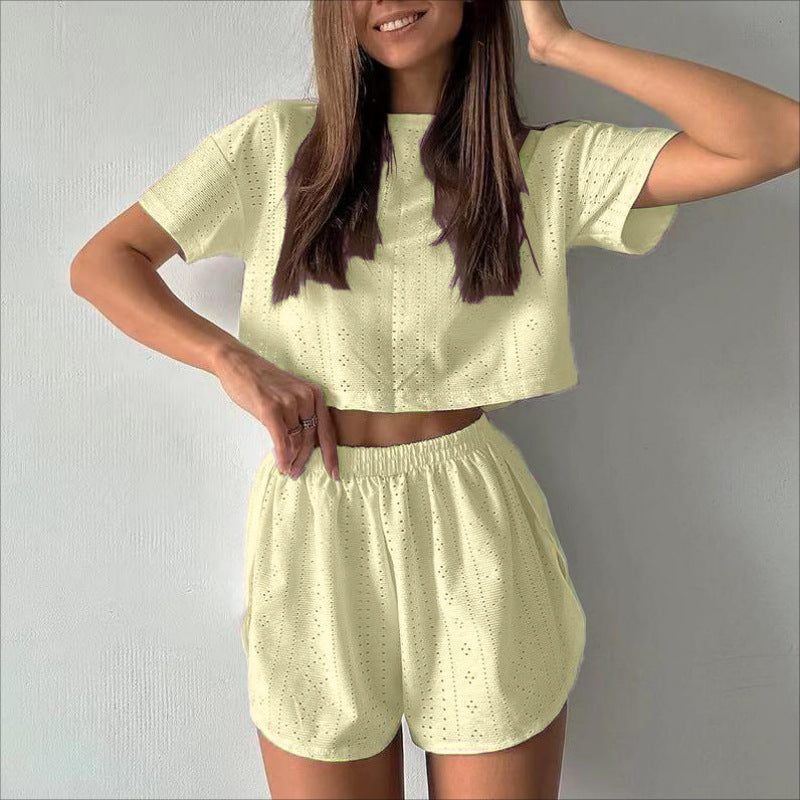 Women’s Hollow-Out Crop Top and Shorts